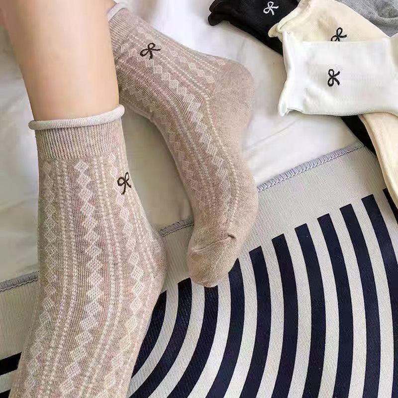 South Korea Socks East Gate Autumn and Winter New Empole Women's Cotton Socks Girl's Bow Lori Curl