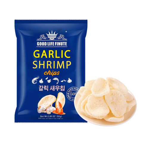 South Korea's Qulaifu Garlic, Corn, Yellow Crab and Shrimp Crackers 82g, 14 packs per box, guaranteed for one year, puffed snacks gift pack