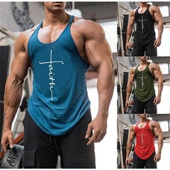 欧米の流行のフィットネスの丸首のベストのレジャーの運動の工字のtシャツの男性のゆったりしているベスト