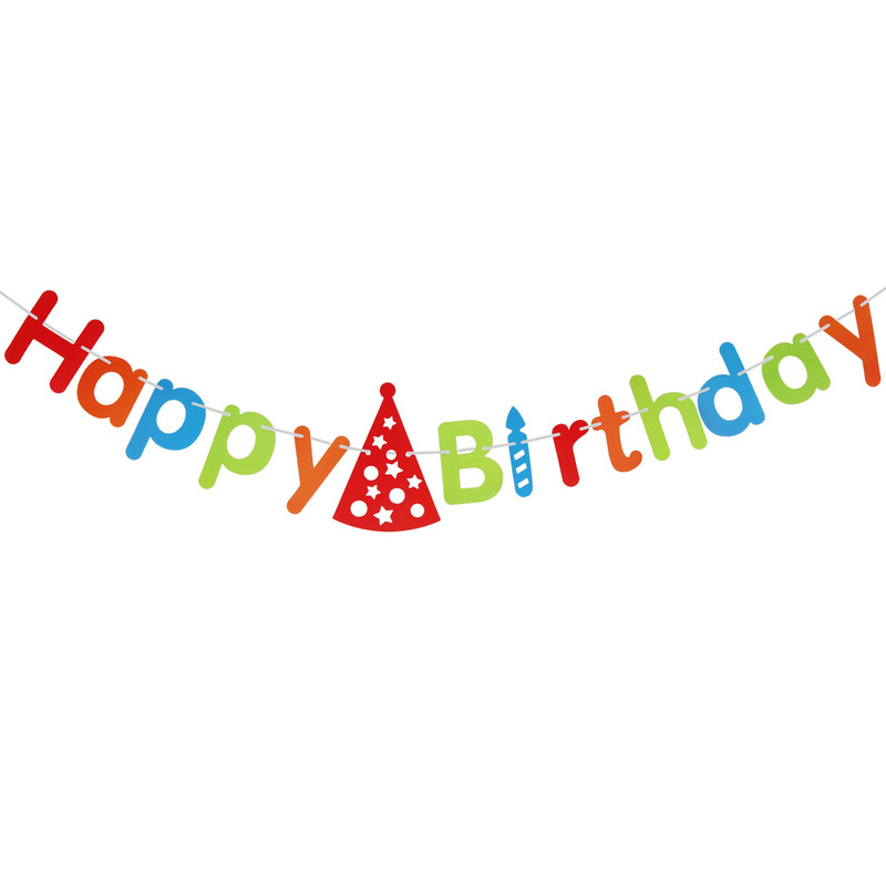 Happy birthdayアルファベットバナーカラフルな帽子诞生日フラッグ赤ちゃん诞生日パーティー装饰フラッグ|undefined