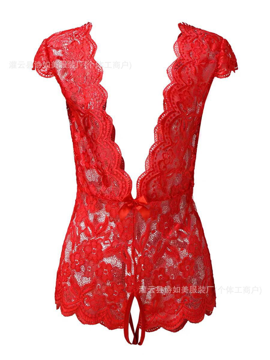 Боди кружевное Dancing Night Cat красное, S