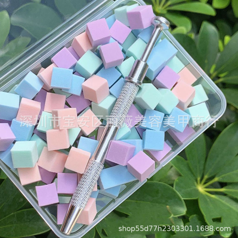Nail Art Macaron Small Square Pat Sponge Nail Salon Triangle Pat Cotton Gradient Blush Smudged Mini Sponge