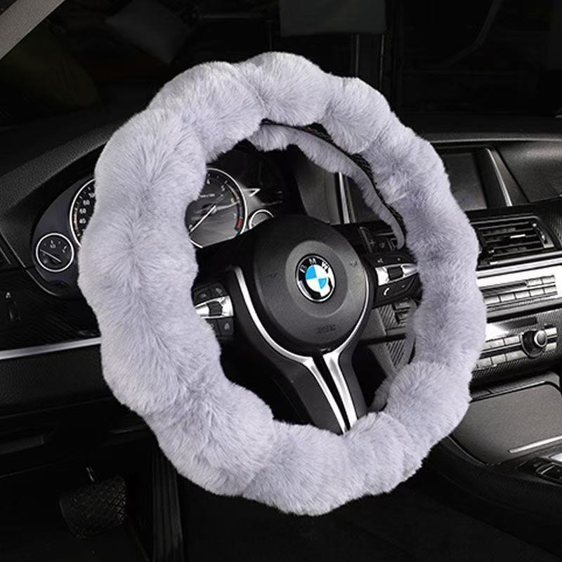 Amazon Cross-Border Labeling Bubble Plush Cartoon Car Sports Steering Wheel Non-Slip Short Hair Winter Warm Handle Cover