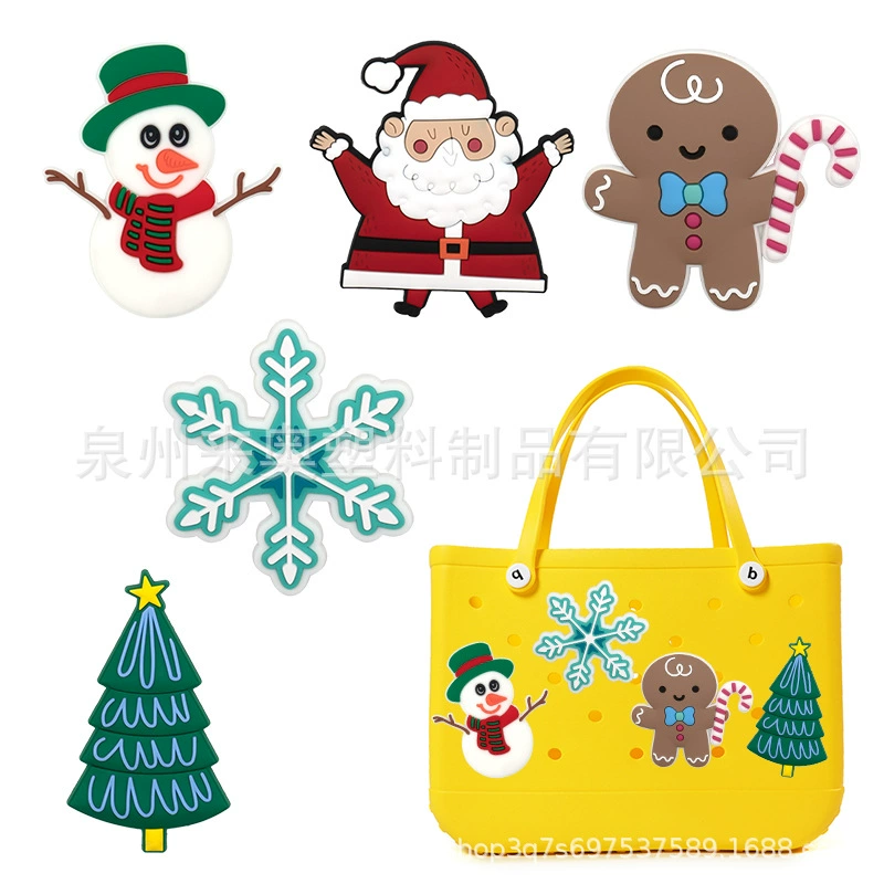 Декоративные аксессуары для пляжных сумок EVA в рождественском стиле, съемные, в наличии, для самостоятельного изготовления, с отверстиями для цветов, декоративные застежки