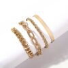 Metal fashionable chain hip-hop style, golden women's bracelet, 2020, European style, punk style, wholesale