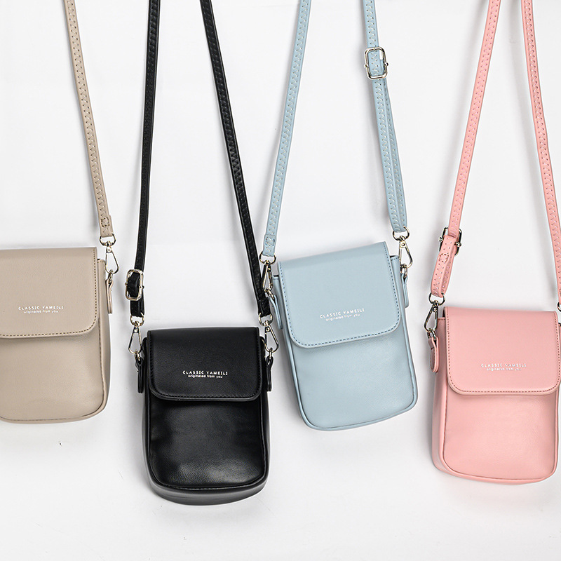 2024 nuevo bolso de mujer para teléfonos móviles, bolso de hombro coreano, bolso multifuncional para mujeres, bolso vertical de color sólido para teléfonos móviles