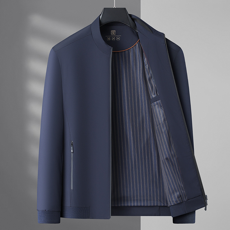 Primavera y otoño chaqueta de cuello de hombre de alta calidad de otoño nuevo estilo de negocios ocio de mediana edad papá vestido chaqueta ejecutiva para hombre image 3