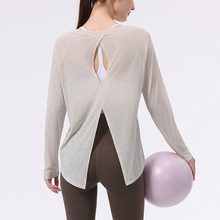 薄款美背防晒罩衫女 宽松专业跑步运动上衣长袖T恤普拉提瑜伽服秋