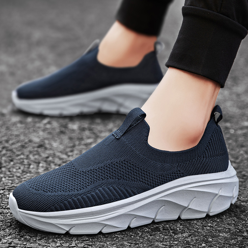 2025 New Summer Shoes for Men, Black, Middle-Aged and Elderly Dad Shoes, Soft-Soled Casual Walking Shoes, Slip-On Slip-Ons