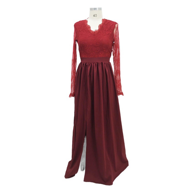 2019 europeo y americano transfronterizo Comercio exterior wishebay popular sexy profundo V encaje primavera y verano moda vestido de noche vestido image 1