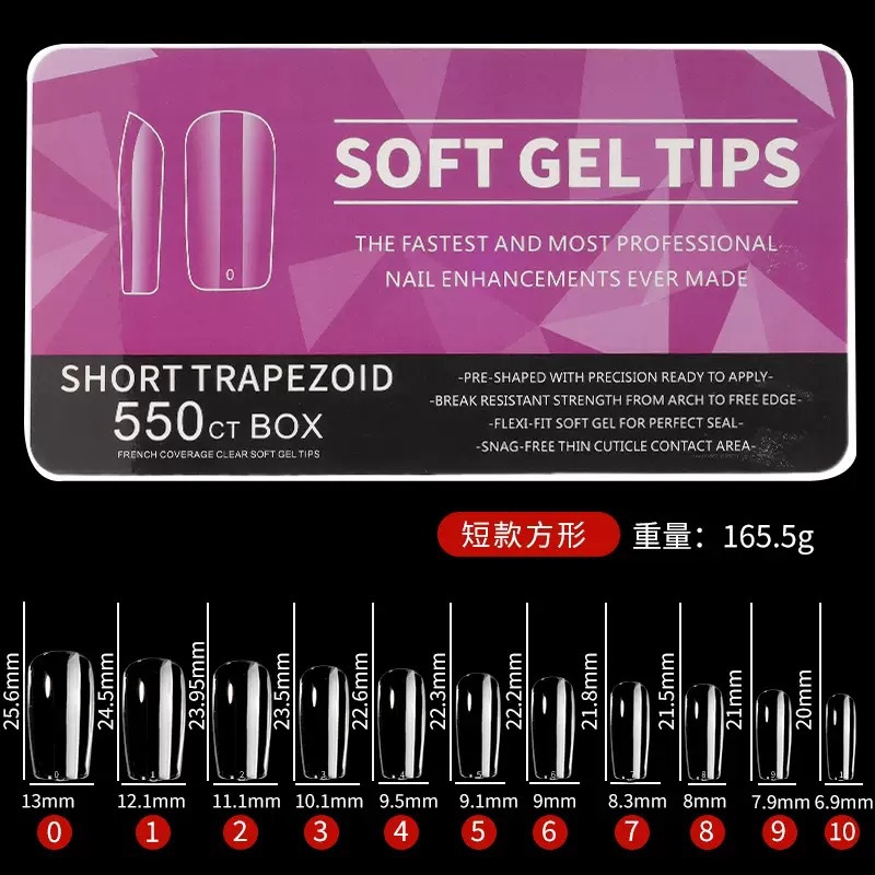 Amazon porcelana caja blanca esmalte de uñas ultra-delgada sin costuras esmerilado gota de agua larga almendra tallado libre esmalte de uñas 550 piezas/caja
