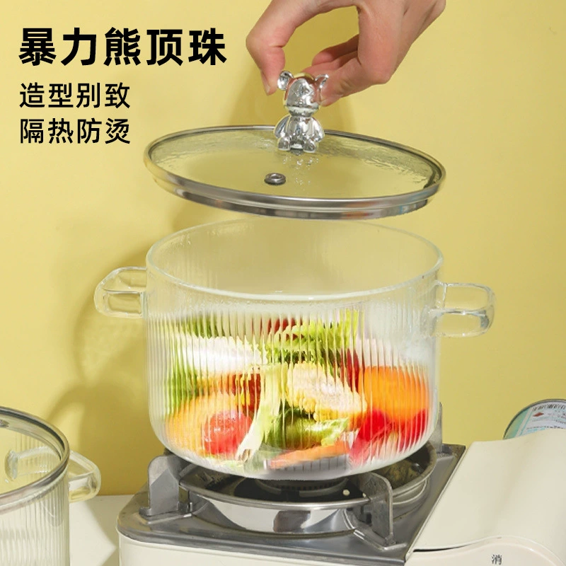 Каменная посуда? wait careful: It says high borosilicate glass pot open flame gas direct burning multifunctional instant noodles bowl double ear soup pot stew pot factory foreign trade