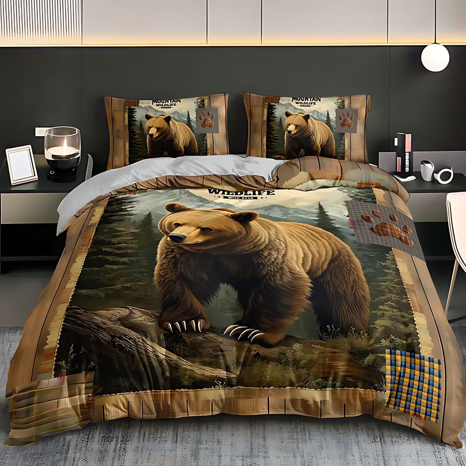 TEMU / JIT transfronterizo oso impresión digital de alta definición cómodos edredón conjunto fuente de fabricantes puede ser fijado