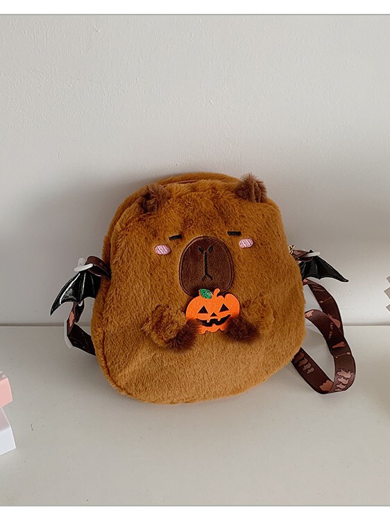 カピバラハロウィン悪魔カピバラ人形ぬいぐるみ漫画バックパック女の子オレンジクロスボーダーメッセンジャー|undefined