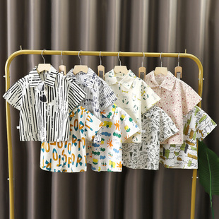 2025 summer children's shirt new boys summer cardigan baby thin cotton short sleeve shirt summer children's clothing