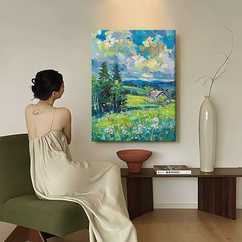 手绘风景油画源头工厂直发一件代发客厅玄关民宿酒店装饰ins挂画