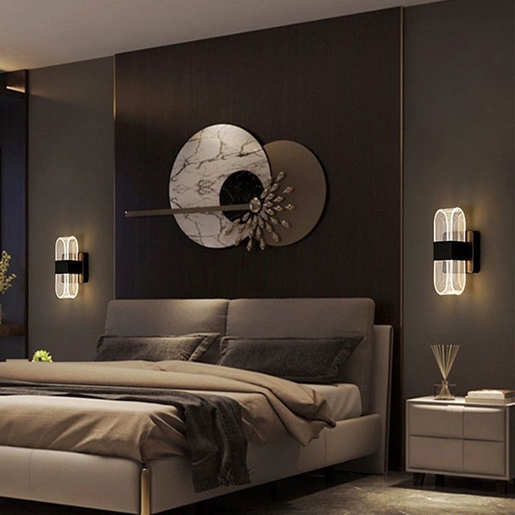 Cabecera de cama nórdica fondo minimalista posmoderno lámpara de pared acrílica creativa pasillo cabeza de cama dormitorio moderna cabecera de cama acrílica