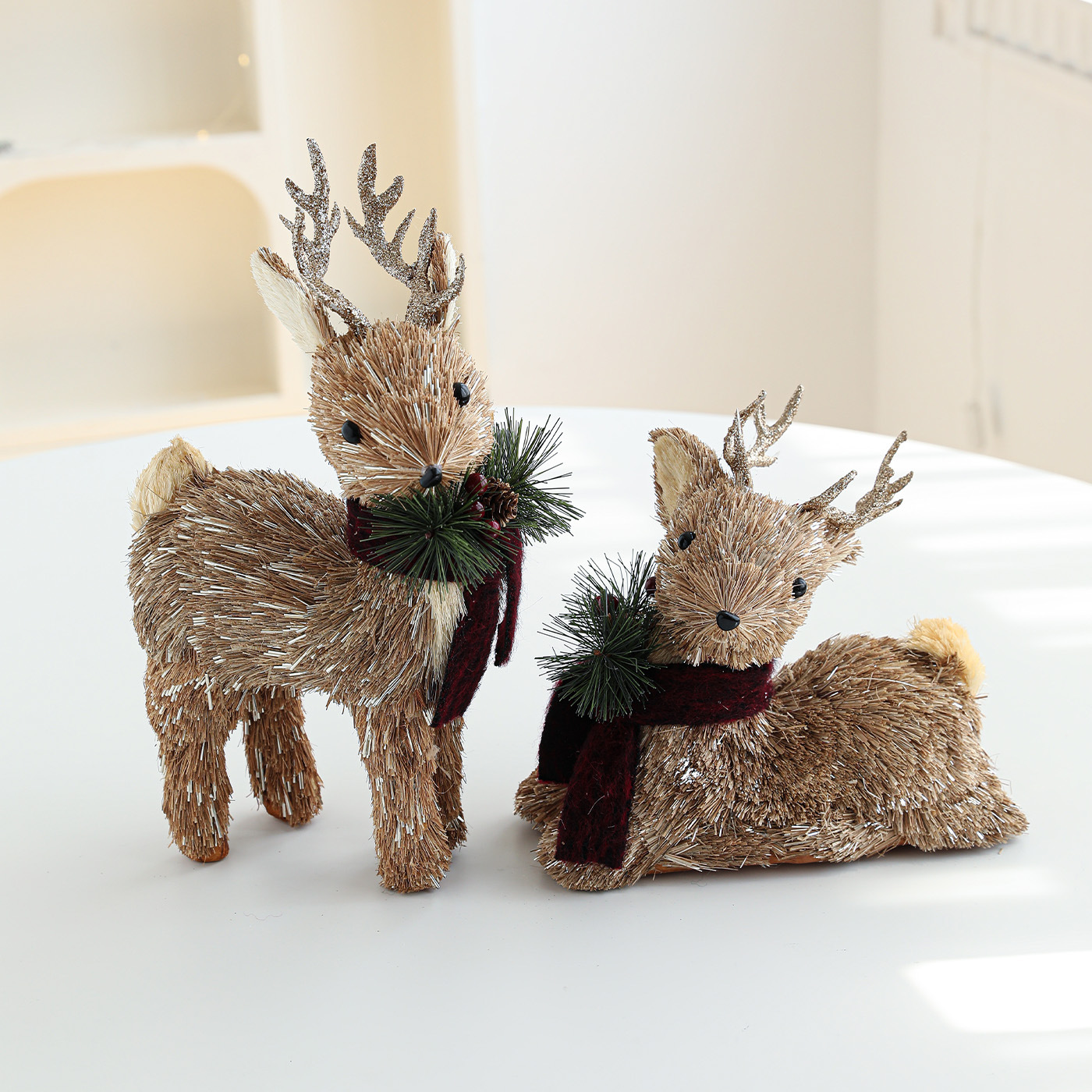 Nuevo muñeco de alce tela de paja muñeca de seda ventana de decoración de escritorio de árbol de Navidad decoración de Navidad