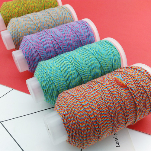 Hand-knotted cotton cord with multi-color gradient yarn DIY handmade bracelet necklace craft Tibetan style braiding cord