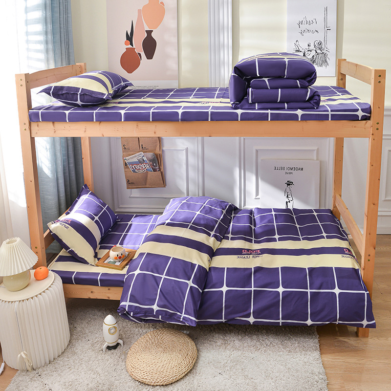 Juego de sábanas y funda nórdica de tres piezas, sábana ajustable de clase A, cama individual de dormitorio de algodón puro, ropa de cama escolar, ropa de cama para estudiantes