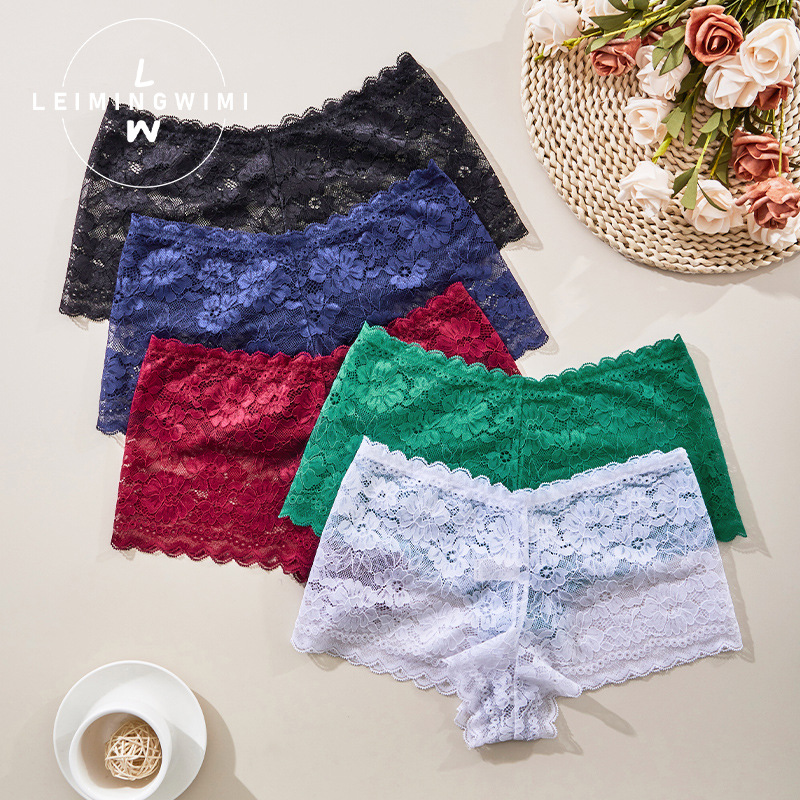 Pantalones de moda sexy de mujer ligera, encaje transpirable sin marcas, pantalones de pierna de algodón nuevo cross-border