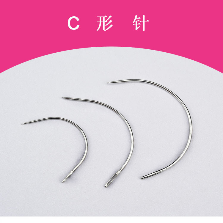 Fábrica directa agujero grande aguja curva en forma de c agujas de cuero hechas a mano agujas curvas agujas de coser agujas de coser DIY agujas de arco