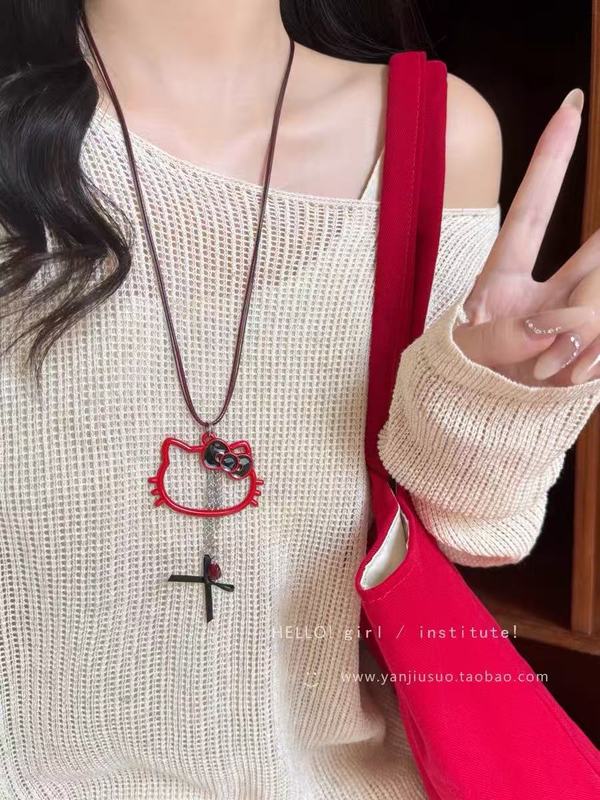韩系简约爱心花朵吊坠长款项链小众设计感极简个性轻奢时尚项链女|undefined