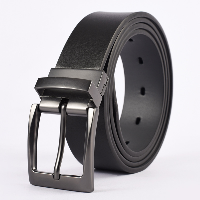 加大码跨境男士真皮旋转针扣皮带两面加长简约腰带休闲百搭