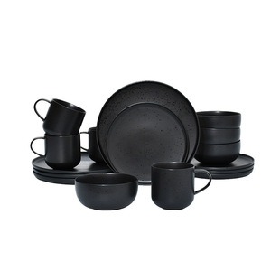 Matte black ceramic dinnerware set 16�����մɲ;ߺ�ɫ����