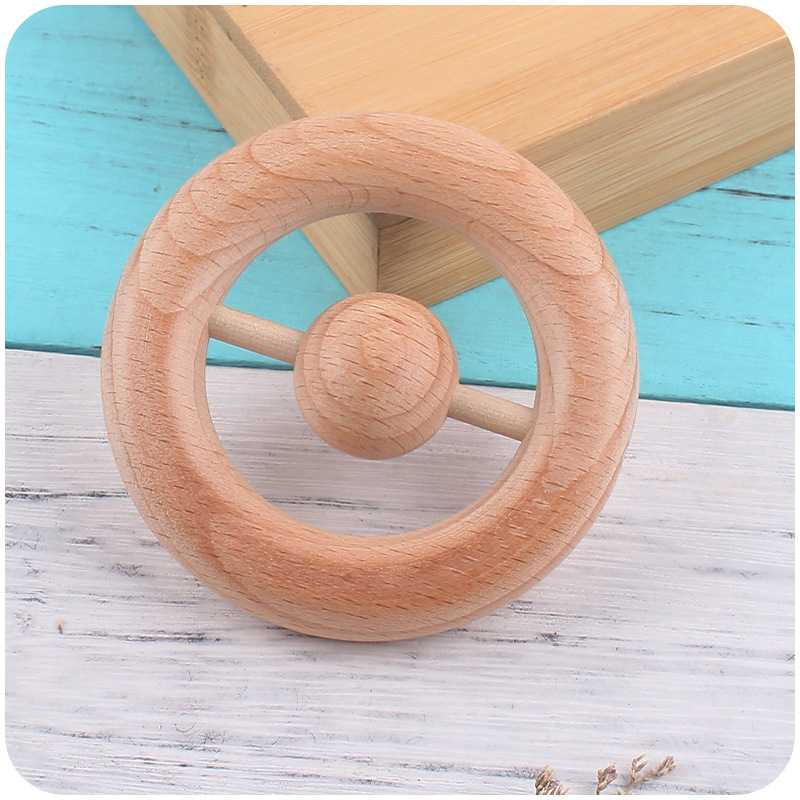 Nuevo bebé suministros ronda Beech sonajero creativo bebé agarre de la mano mordedor interactivo ejercicio teether palo de juguete