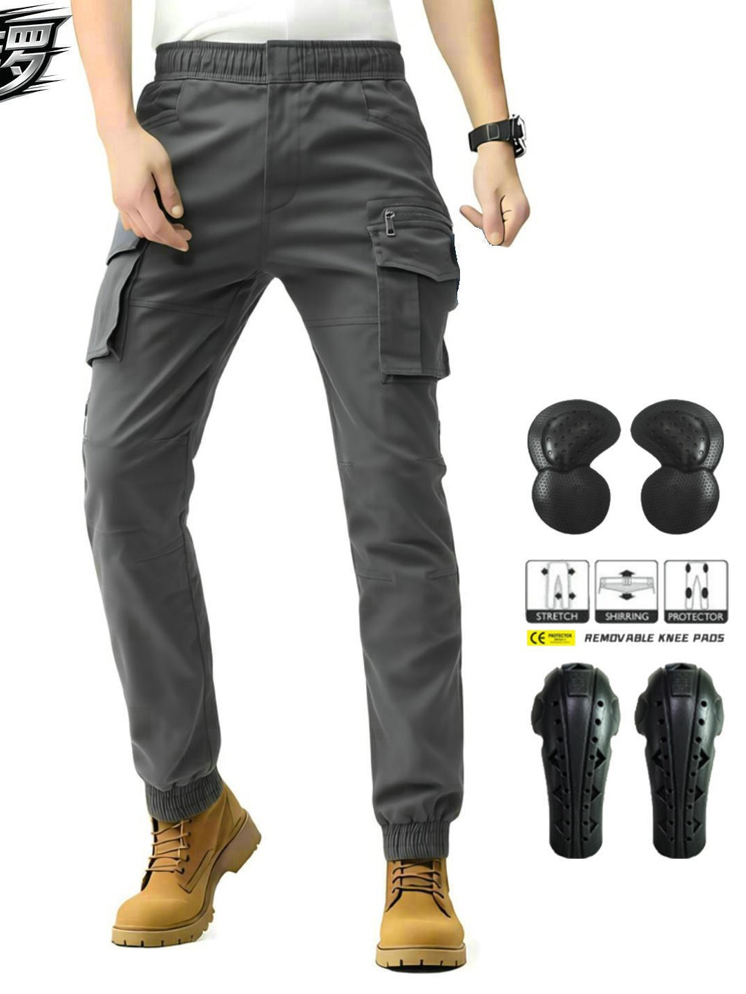 Pantalones de motocicleta VOLERO para hombres al aire libre para montar tácticas multi-bolsas de herramientas para locomotoras casuales pantalones anti-caídas