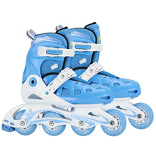 热销雄风儿童套装溜冰鞋XF368轮滑鞋直排轮塑胶一体支架蓝粉