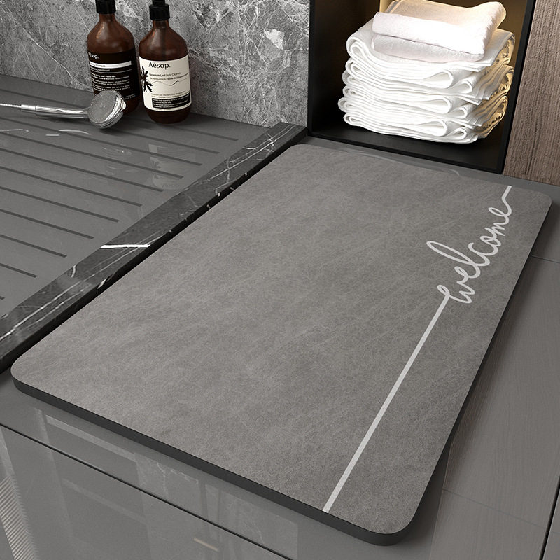 Minimal cojín de baño absorbente, alfombra de suelo antideslizante, alfombra de barro de diatomeas suave en la puerta del baño