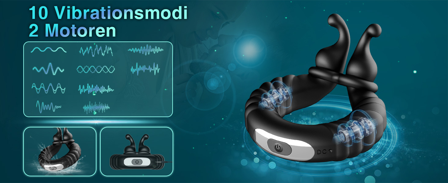 Rechargeable 10-Frequency Vibrating Silicone Lock Ring with Remote Control — detail image 10