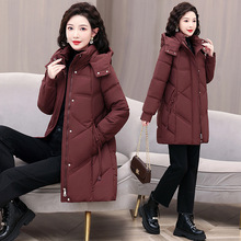 可拆帽立领妈妈2025冬季棉衣外套长款棉服女新款中年加厚保暖棉袄