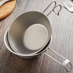アウトドア純粋なチタンシラーボウルポータブルチタン食器キャンプ折り畳みシラーカップピクニックチタン金属スプーンチタンボウルチタンプレート