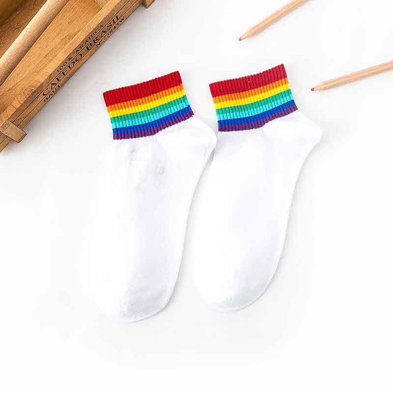 solid color striped low cut combed cotton socks 5-pairs NSASW74715