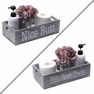 Wooden Bathroom Toilet Storage Box Toilet Tissue Storage Box Double-Sided Letter Wash