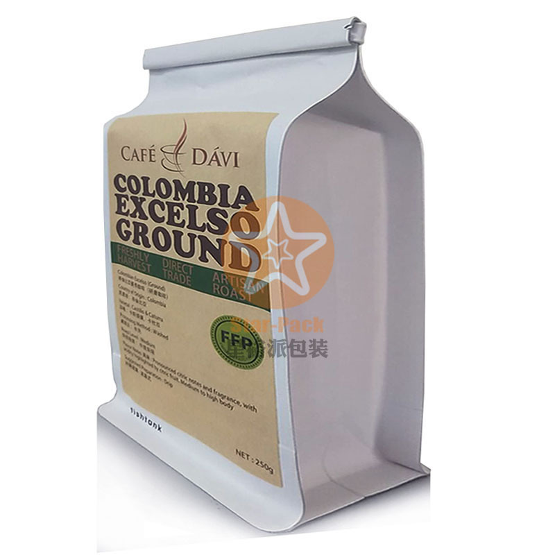 新款品质提升定购自立自封咖啡袋 八边封白牛皮纸铝塑复合拉链袋