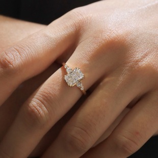 Laboratory Cultivated Diamonds Cross Border Europe and America INS Wind 18K Gold 1 karat Raydion Diamond Three Stone Diamond Ring