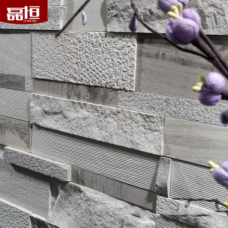 Villa de piedra cultural natural pared de patio fondo de TV pared de entrada piedra tira larga mármol azulejos de pared exterior