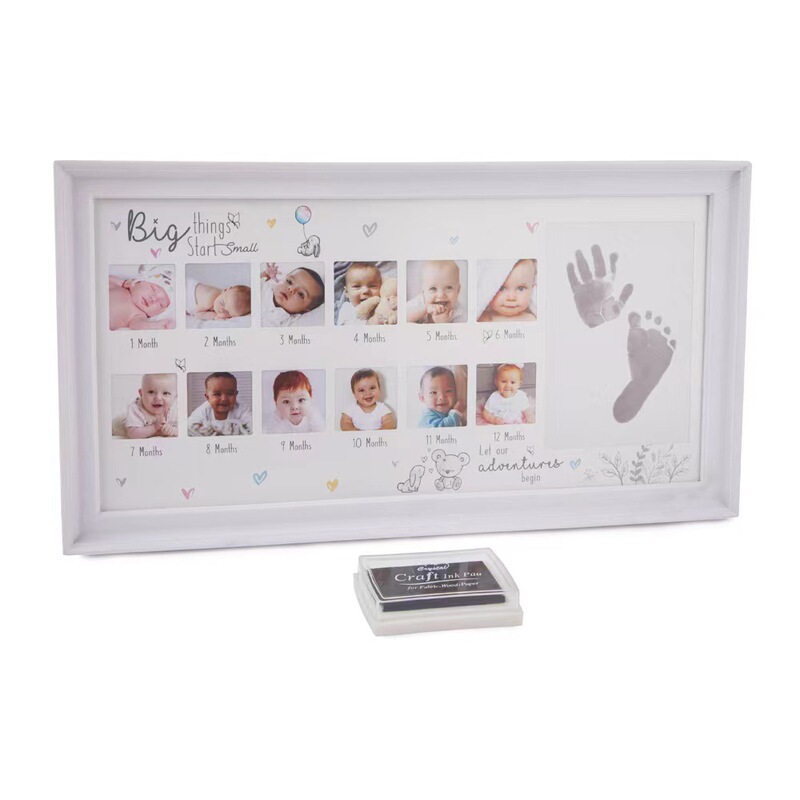 PP Baby 12 Months Hand Footprint Commemorative Photo Frame Infant Year Old Growth Record Creative Photo Frame Cross Border PP Baby 12 Months Hand Footprint Commemorative Photo Frame Infant Year Old Growth Record Creative Photo Frame Cross Border