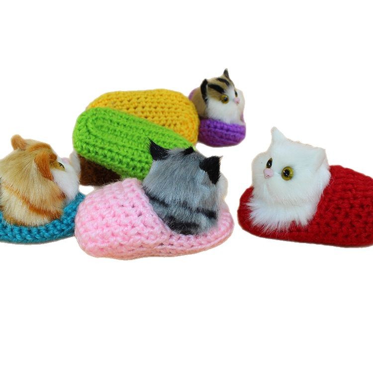 Simulación de gatos llamará lindos juguetes de peluche Simulación de gatos adornos Zapatillas de ojos abiertos Gatos muñecas Gatos niños cognición
