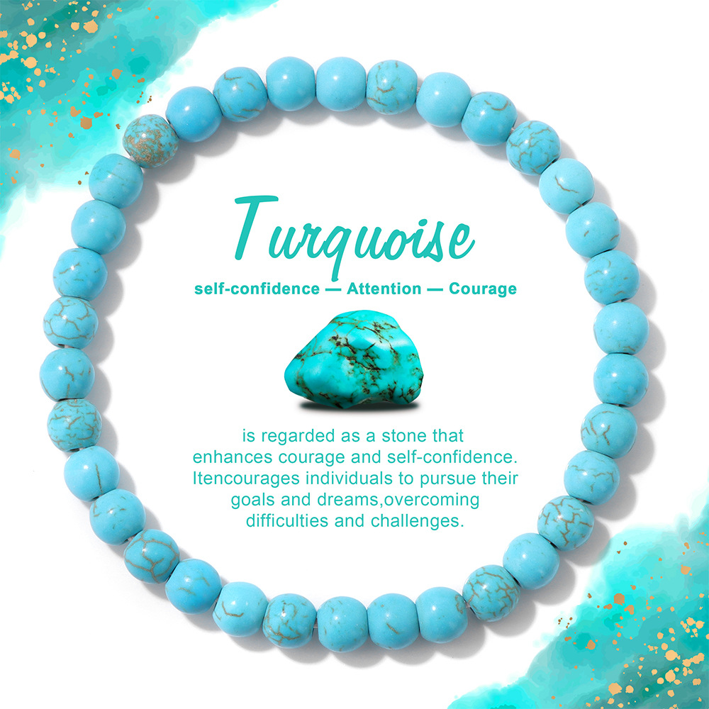 天然石ブレスレット弾力ロープビーズ6mm青松石紫水晶黄水晶帯カードセット手串卸売り