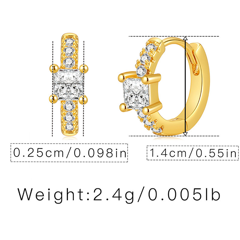4g Weight Artificial Gemstones, Zircon Inlay Material Lady Geometric Inlaid Zircon Copper Artificial Gemstones Earrings