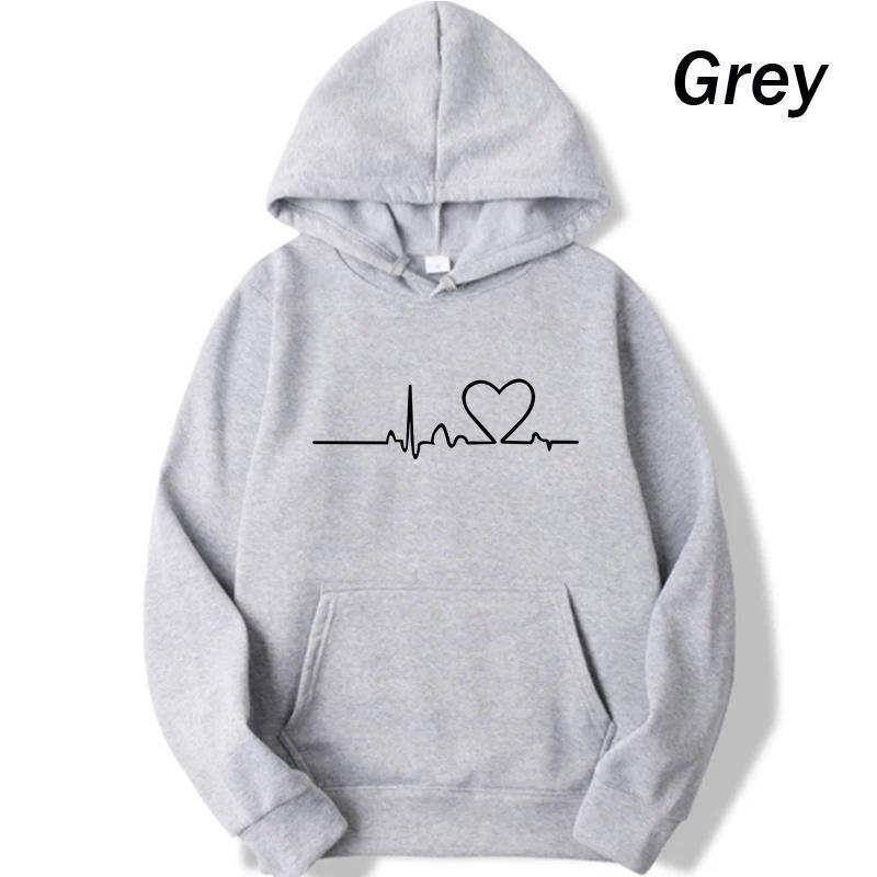 New Women Casual Hoodies Autumn/Winter Heartbeat Print Men L