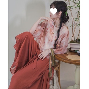 Summer New Artistic Two-Piece Set New Chinese Style Top Travel Design Niche Women's Wide-Leg Pants Suit Women