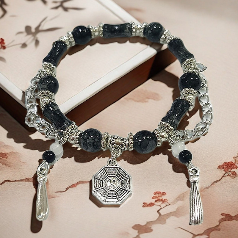 Little Red Riding Book Same Style Taiji Bagua Bracelet New Chinese Taoist Bracelet National Style Retro Men's and Women's Bracelet