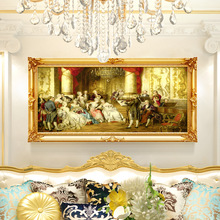 欧式油画宫廷人物沙发背景墙挂画简欧别墅客厅装饰画大气壁画