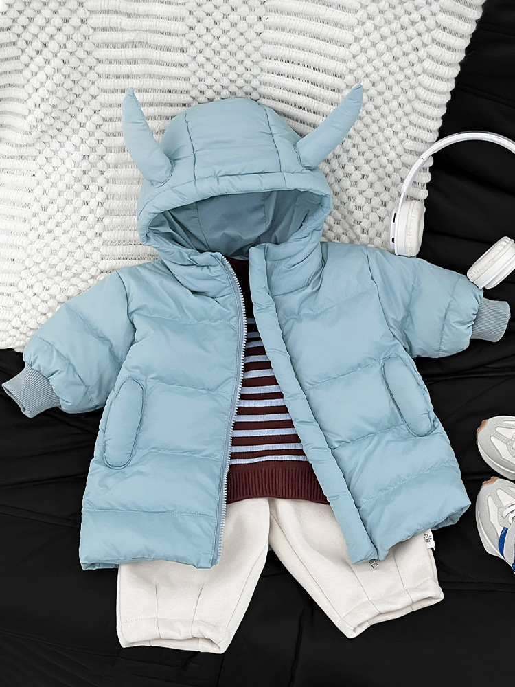 Ropa infantil para niños 2025 nuevo bebé medio largo chaqueta blanca para niños chaqueta de invierno ropa de calle frita
